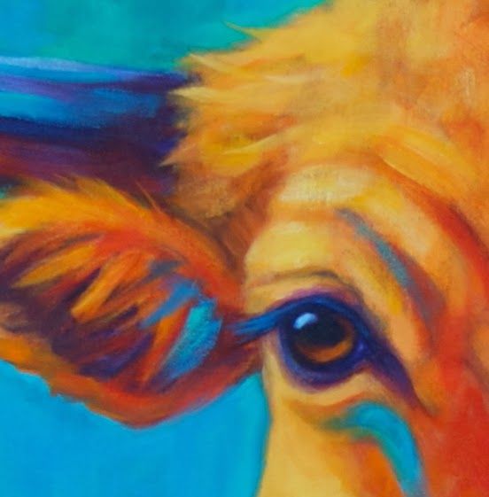 552x561 Paintings By Theresa Paden Large Colorful Longhorn Cow Painting - Colorful Longhorn Painting