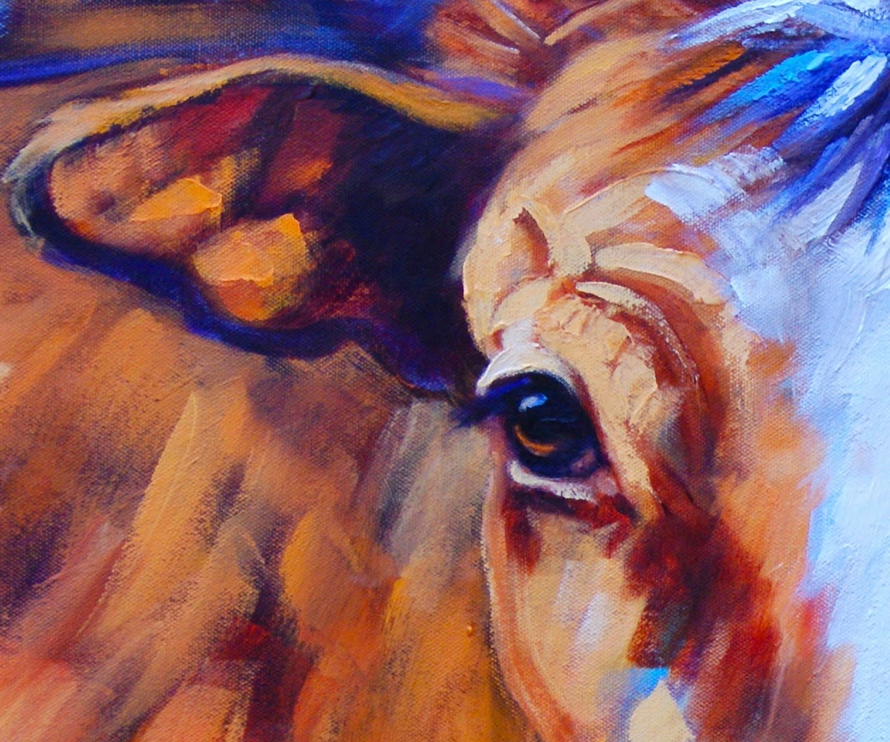 1258x1049 Wildlife Art Of The West Western Longhorn Painting In Bright - Colorful Longhorn Painting