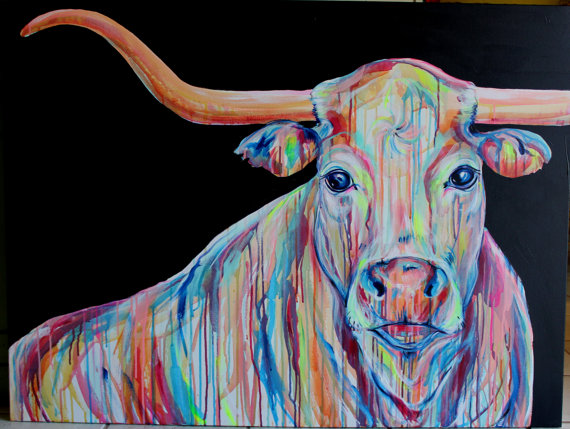 Colorful Longhorn Painting at PaintingValley.com | Explore collection ...