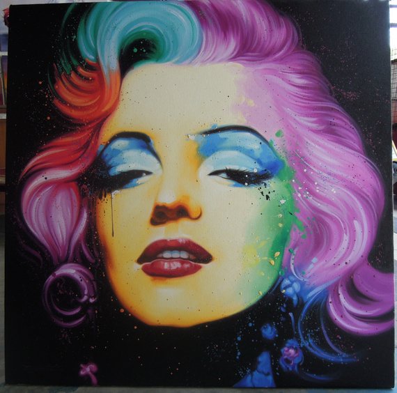 570x564 Marilyn Monroe Colorful Face Painting Oil Painting On Canvas - Colorful Marilyn Monroe Painting