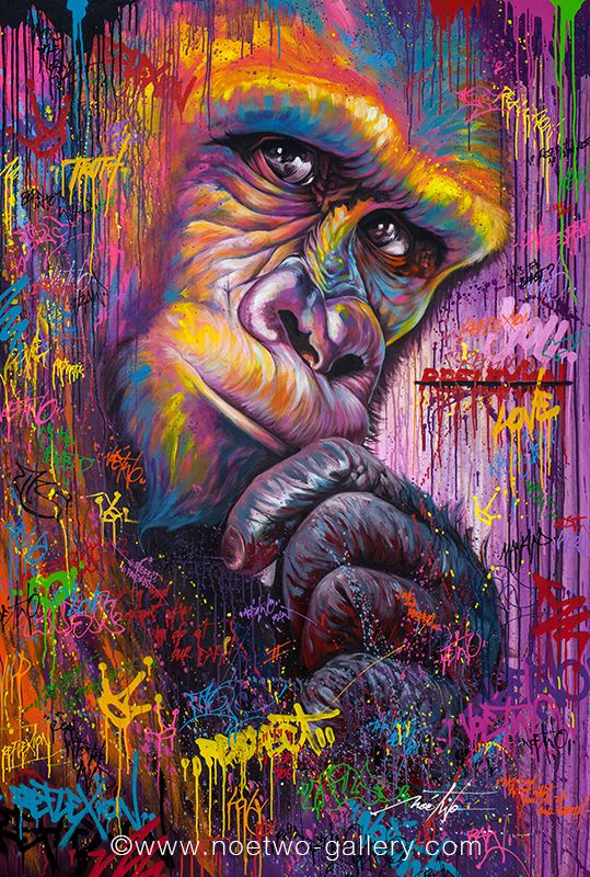 539x800 Oeuvres De L'Artiste Two Street Art - Colorful Monkey Painting