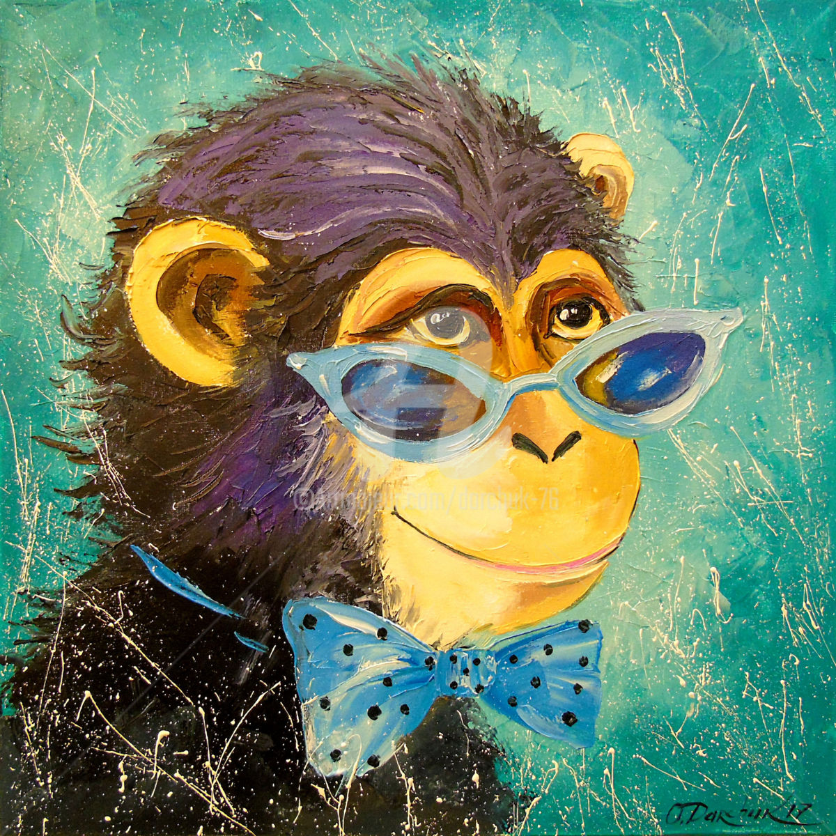 1200x1200 Boy Monkey (Olha) - Colorful Monkey Painting