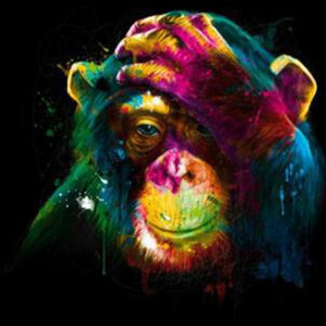 640x640 Colorful Monkey Diamond Painting Cross Stitch Diamond Mosaic - Colorful Monkey Painting