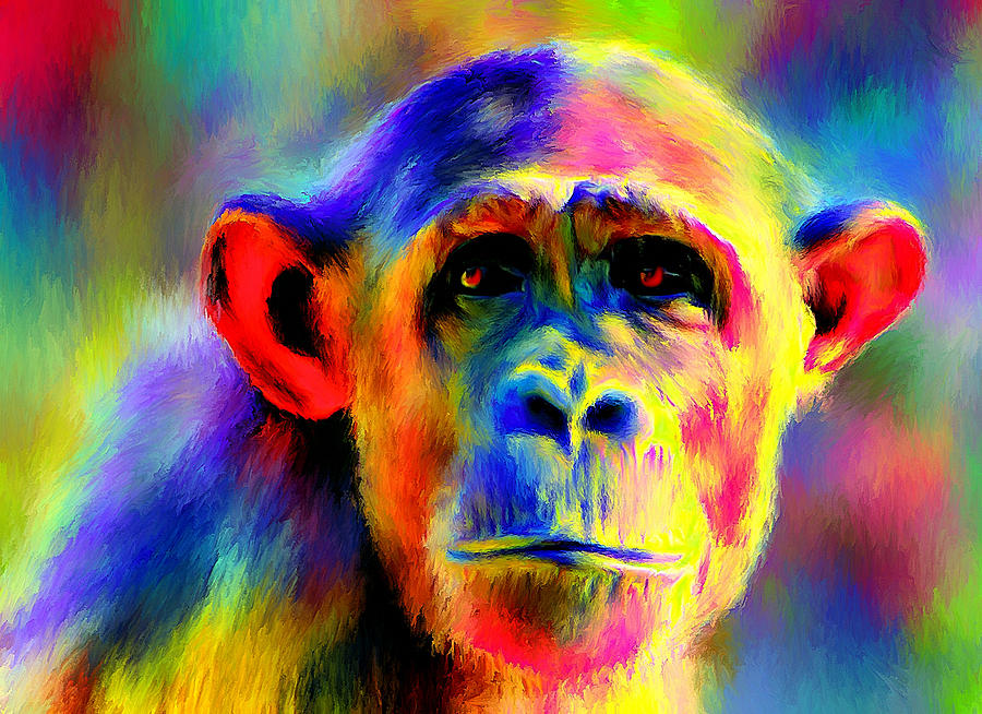 900x654 Colorful Monkey Digital Art By Yury Malkov - Colorful Monkey Painting