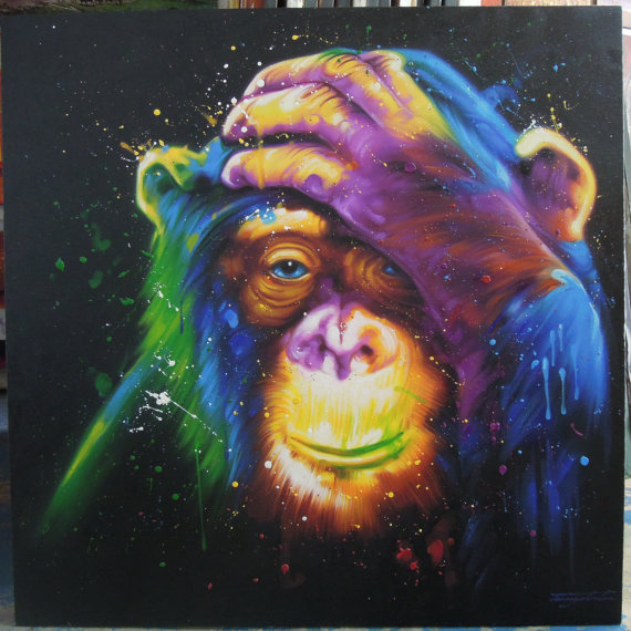570x570 Colorful Monkey Painting Oil Painting On Canvas - Colorful Monkey Painting