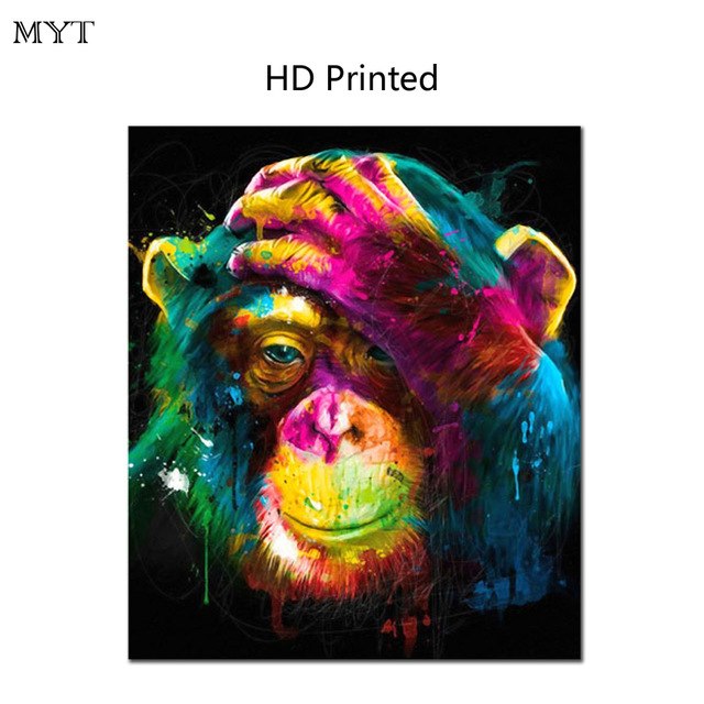 640x640 Colorful Monkey Free Shipping Hd Painting Printed On Canvas Art - Colorful Monkey Painting