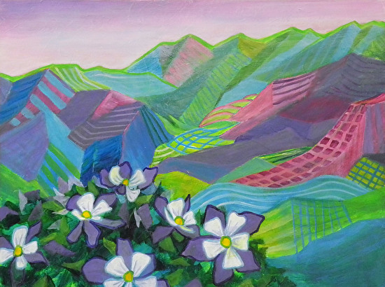 550x410 Daily Painters Abstract Gallery Colorful Contemporary Landscape - Colorful Mountain Painting