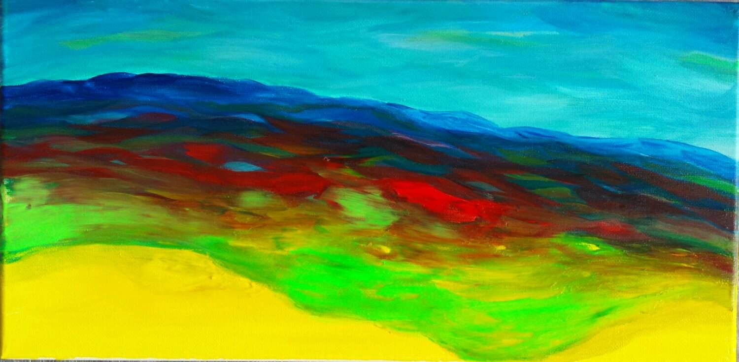 1500x736 Mountain Painting, Art Painting, Abstract Mountains, Colorful - Colorful Mountain Painting