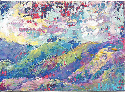 400x294 Original Abstract Acrylic Knife Colorful Mountain Landscape - Colorful Mountain Painting