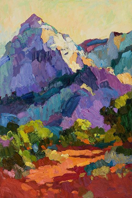 433x650 Painting Of A Mountain, Makes Me Wish I Could Paint Like This - Colorful Mountain Painting