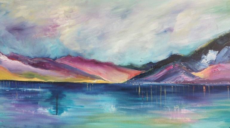 770x430 Saatchi Art Colorful Mountains Painting By Lara Segal - Colorful Mountain Painting