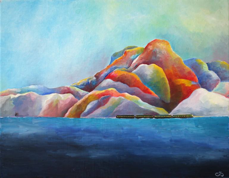 770x597 Saatchi Art Travel In Colored Mountains Painting By Svetlana Lebedeva - Colorful Mountain Painting