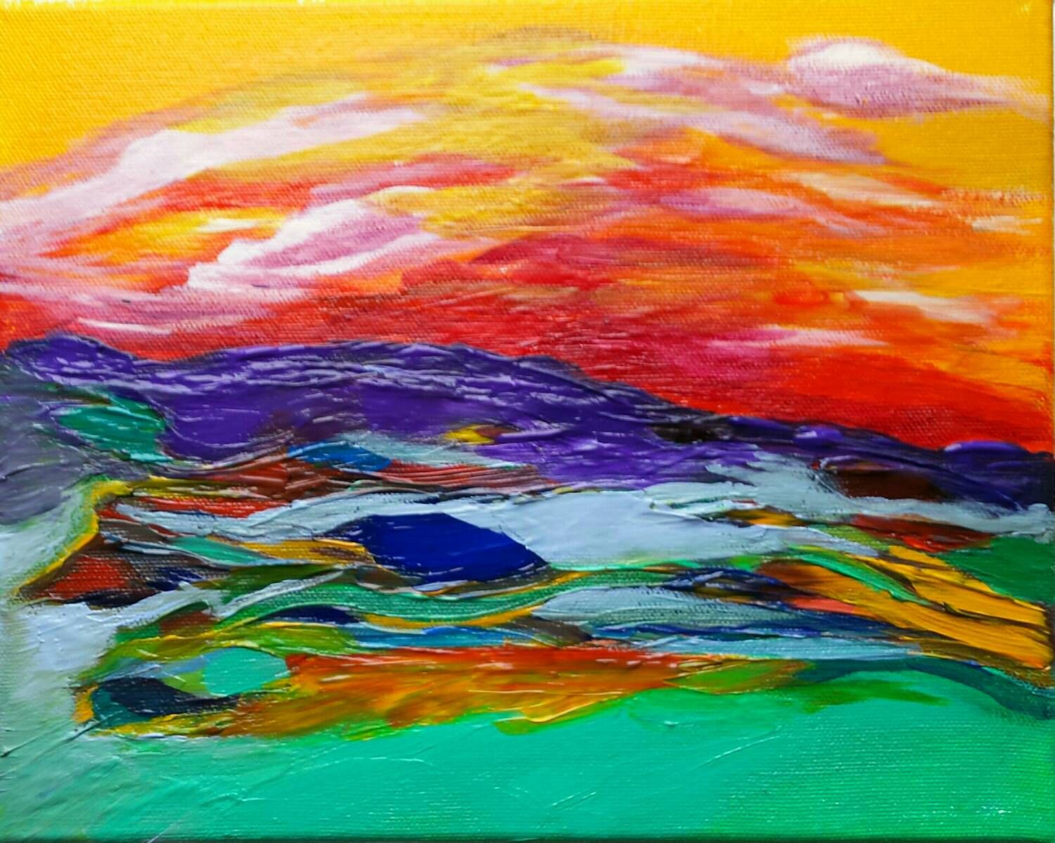 1500x1199 Winter Painting, Mountain Landscape, Art, Paintings, Original - Colorful Mountain Painting