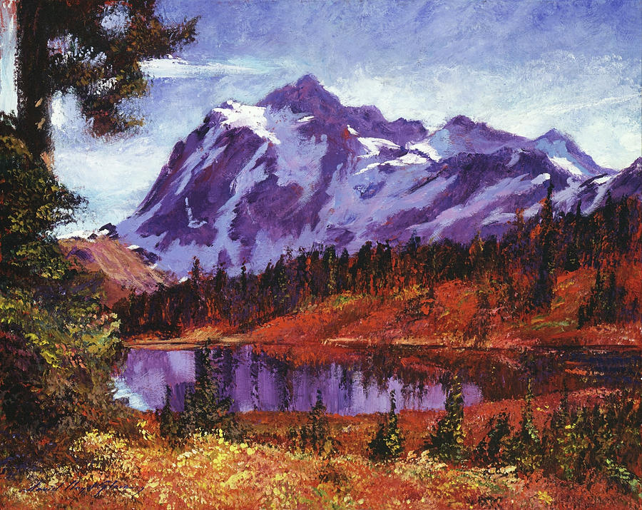 900x715 Autumn Mountains Colors Painting By David Lloyd Glover - Colorful Mountain Painting