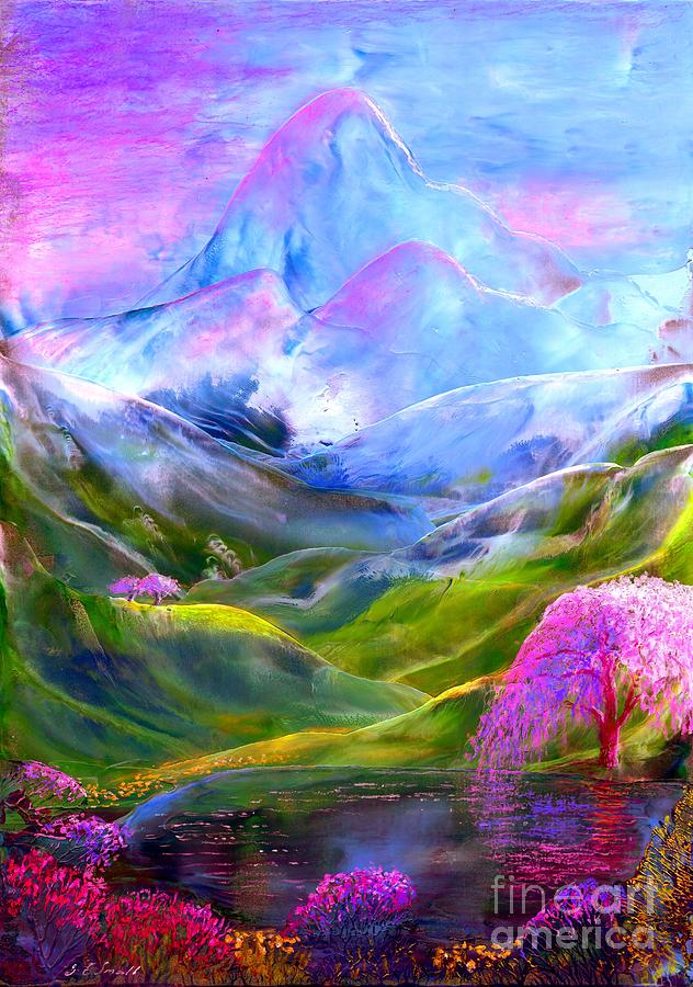 632x900 Blue Mountain Pool Painting By Jane Small - Colorful Mountain Painting