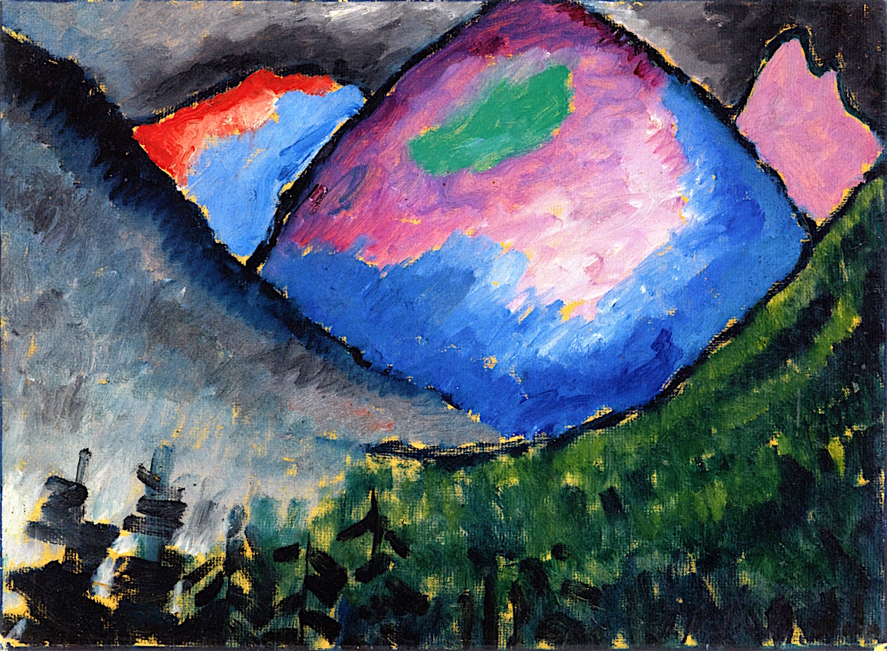 1280x940 Colored Mountain In The Valley Near Oberstdorf Painting Alexei - Colorful Mountain Painting