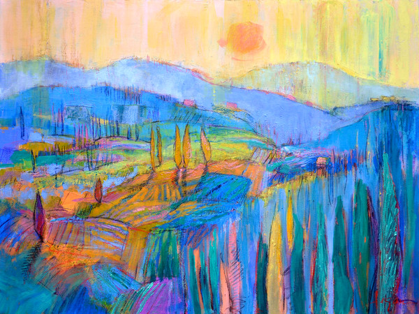 600x450 Colorful Abstract Mountain Landscapes Paintings, Art Prints - Colorful Mountain Painting