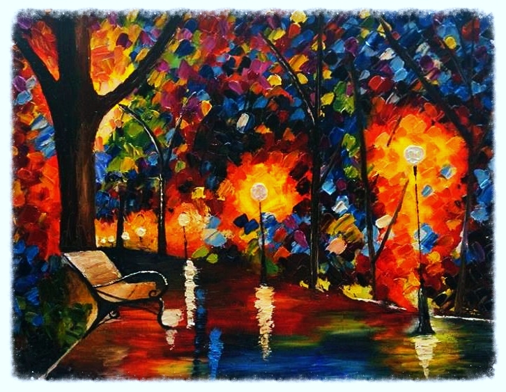 726x563 Colourful Night - Colorful Night Painting