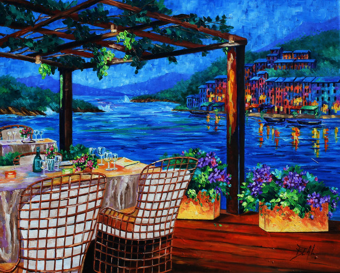 690x553 Giclee Canvas Print Colorful Night Wall Decor By Rebeccabeal On Zibbet - Colorful Night Painting