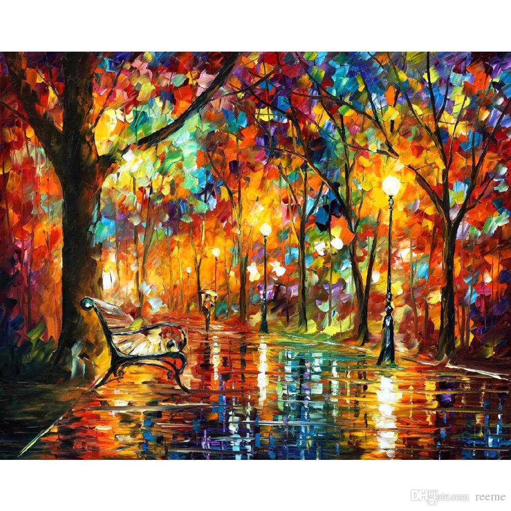 1000x1000 2018 Contemporary Paintings By Leonid Afremov Colorful Night - Colorful Night Painting