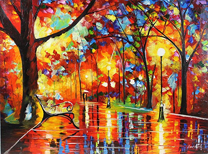 675x500 Colorful Night Is A One Of A Kind, Original Oil - Colorful Night Painting
