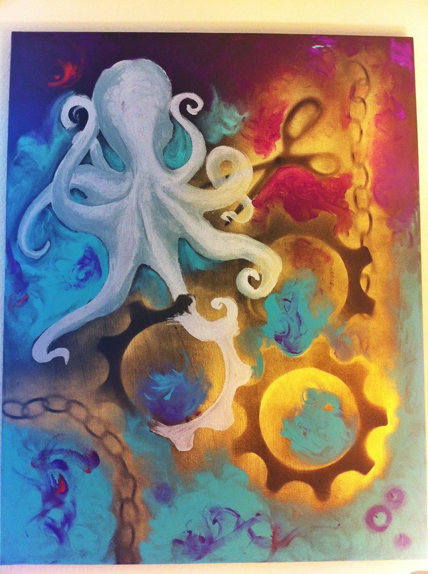 600x803 Colorful Steampunk Octopus By Serpentbloom - Colorful Octopus Painting