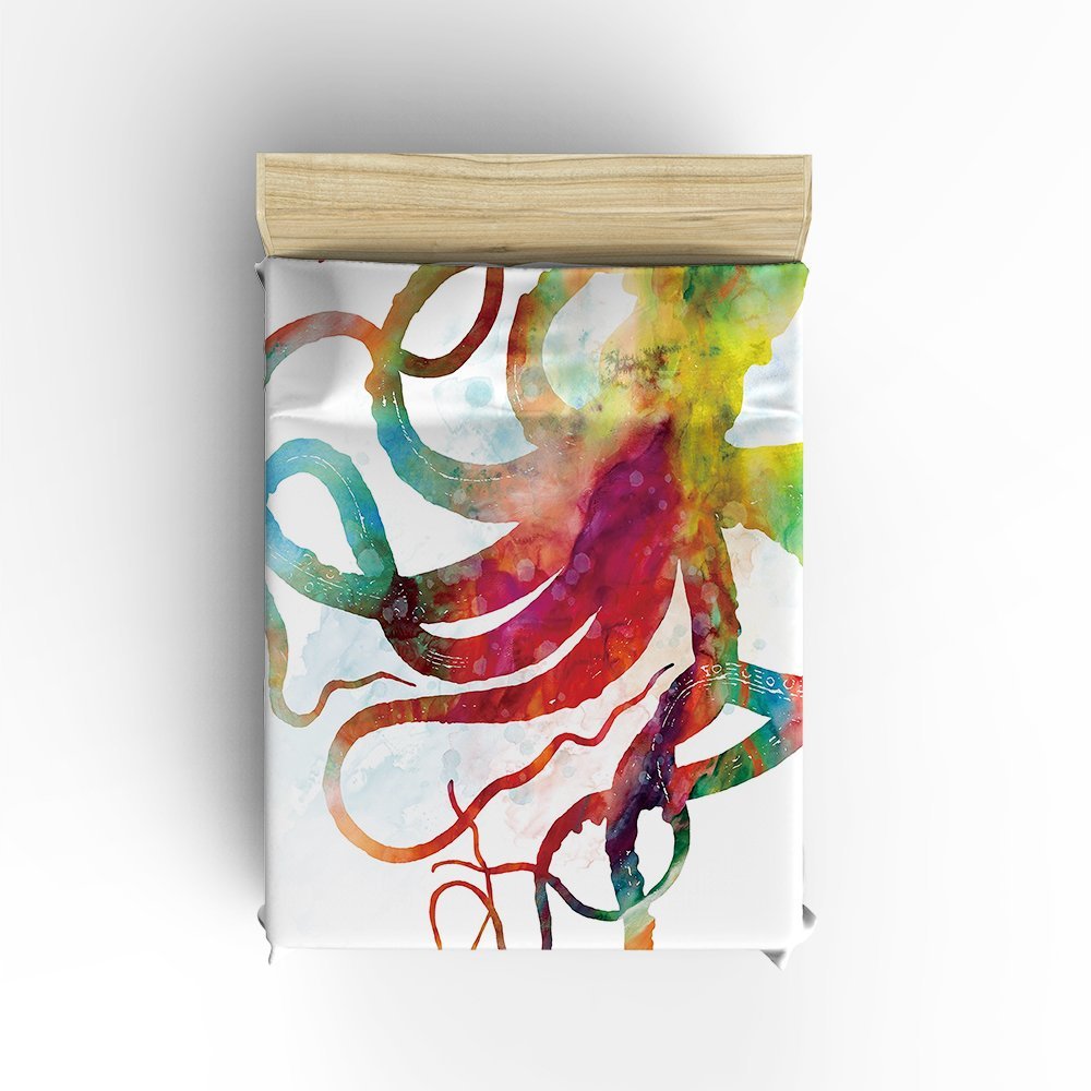 1000x1000 Full Size Bedding Set Abstract Colorful Octopus Art Ocean Animal - Colorful Octopus Painting