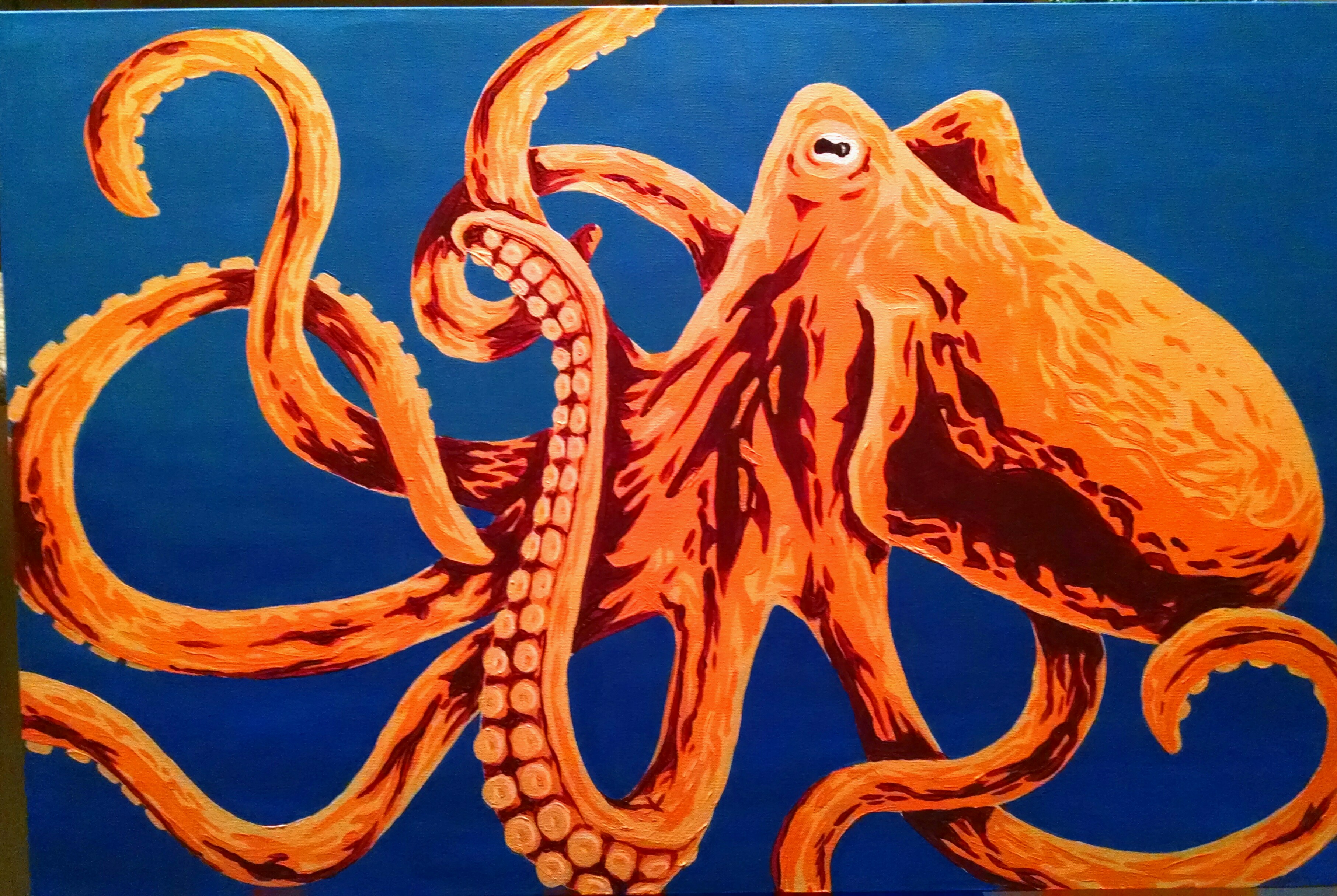 3627x2432 Octopus Painting Chris Staehler Art - Colorful Octopus Painting