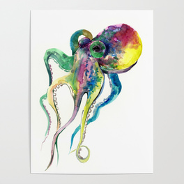 264x264 Octopus Painting Posters Society6 - Colorful Octopus Painting