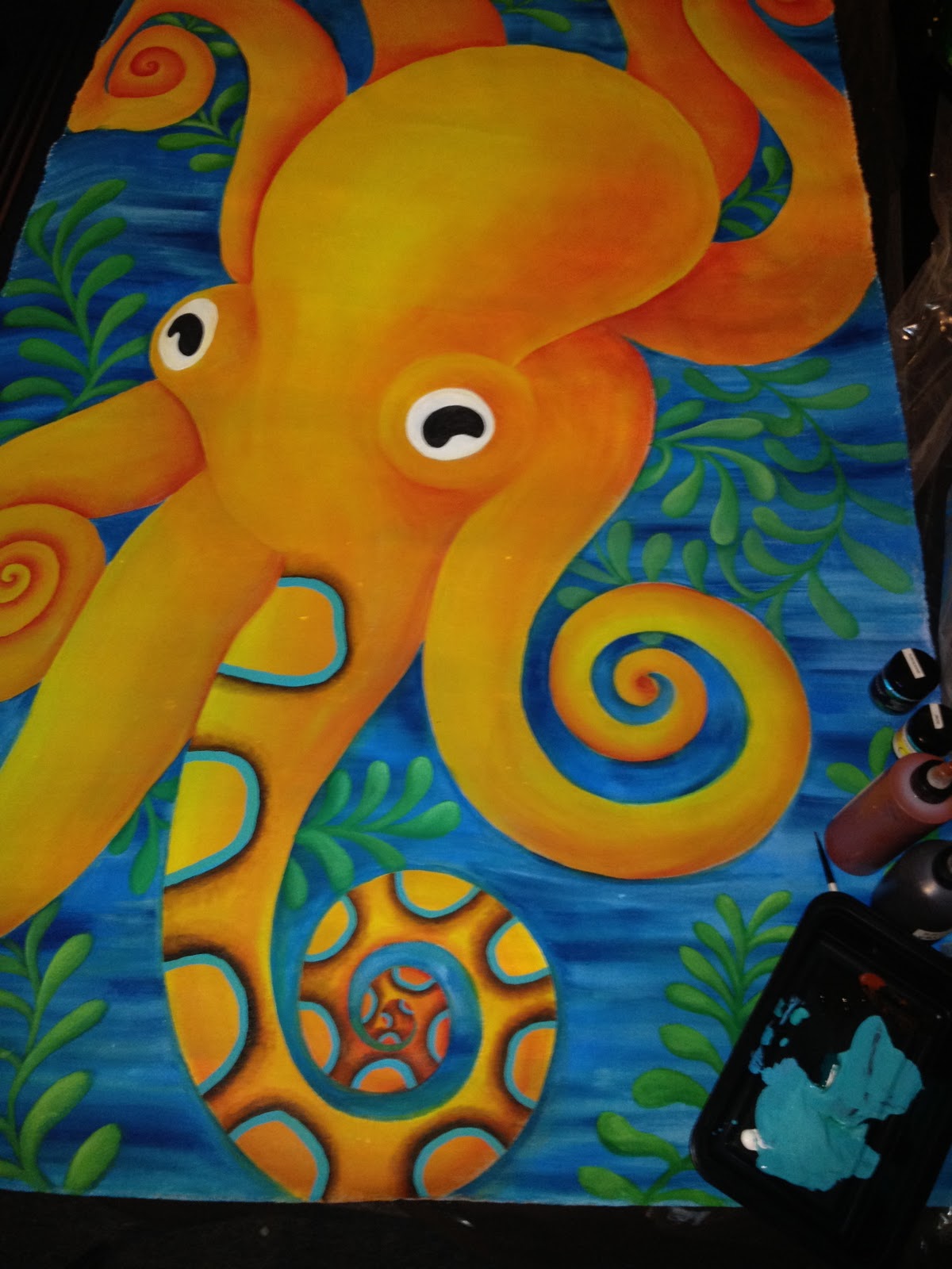 1200x1600 Painting Canvas Judy Coates Perez - Colorful Octopus Painting