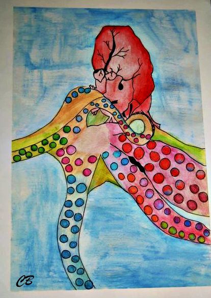 414x586 Octopus - Colorful Octopus Painting