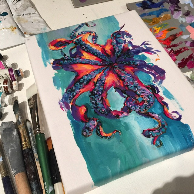 640x640 Octopus - Colorful Octopus Painting