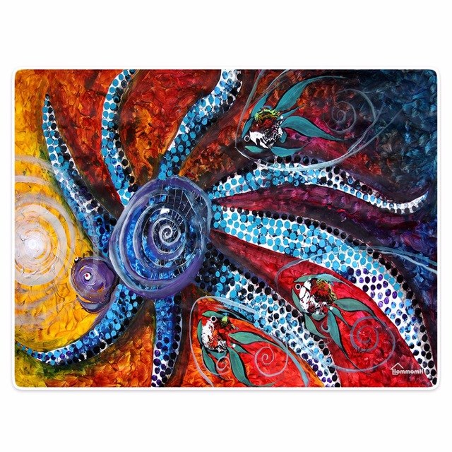 640x640 Blanket Comfort Warmth Soft Plush Easy Care Machine Wash Abstract - Colorful Octopus Painting