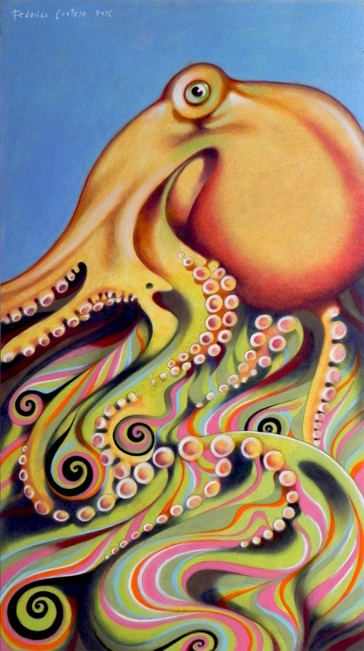515x920 Colorful Octopus Painting Fresh Psychedelic Octopus An Art Print - Colorful Octopus Painting