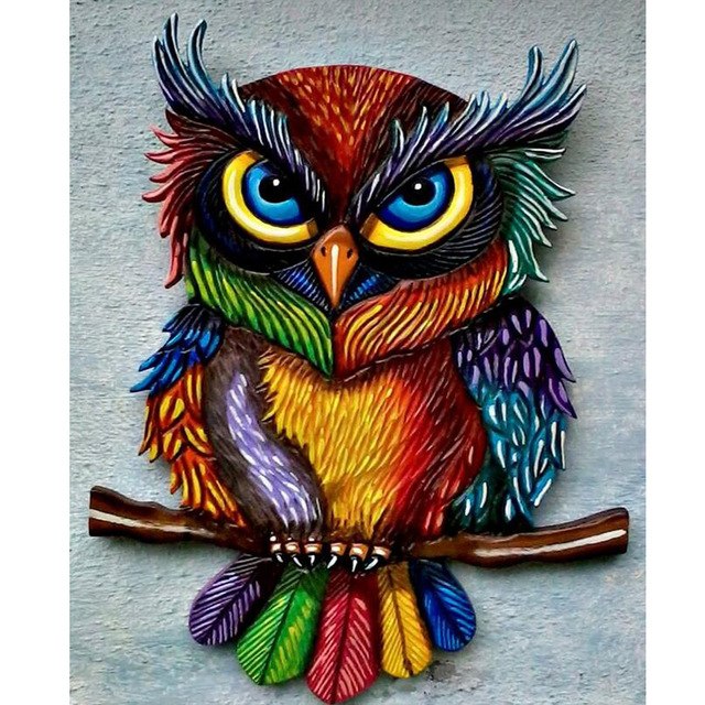 640x640 2017 Sale Animal 5d Diy Rhinestone Paint Full For Square Diamond - Colorful Owl Painting