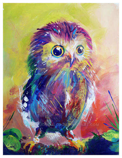 400x519 Colorful Owl By Toomuchcolor - Colorful Owl Painting