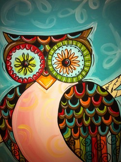 250x335 Colorful Owl Paintings - Colorful Owl Painting