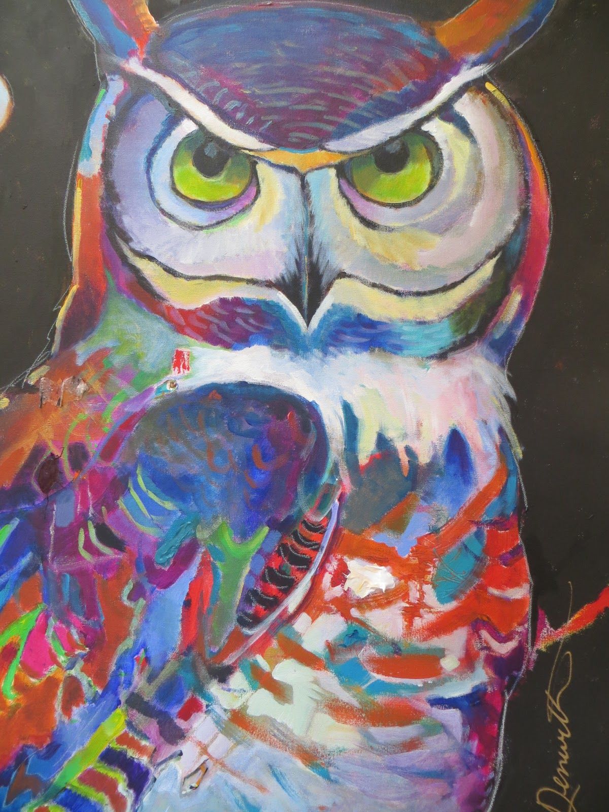 1200x1600 Painted Colorful Owls Colorful Abstract Owl Painting By Scarlet - Colorful Owl Painting