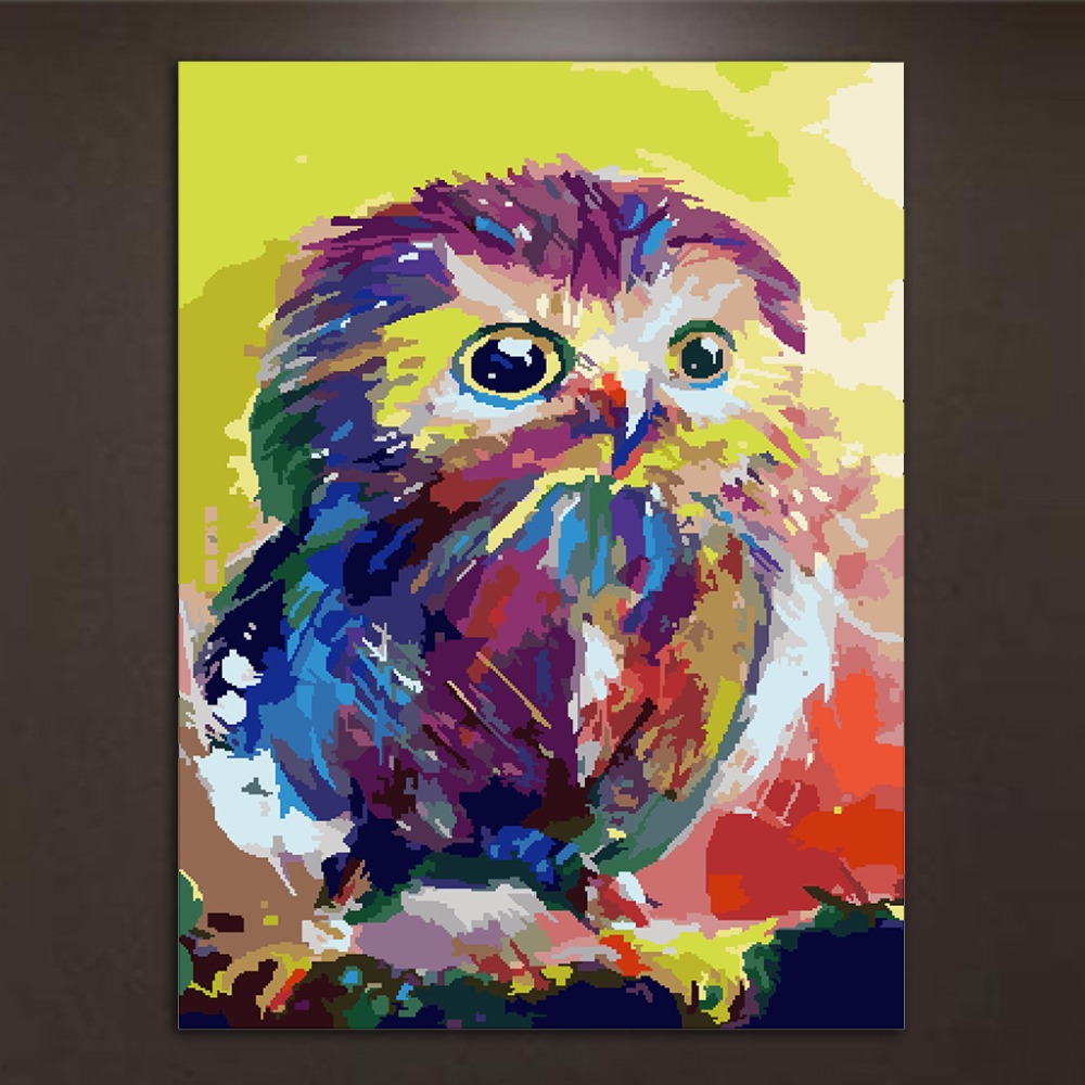 1000x1000 Colorful Owl Diy Oil Painting By Numbers Acrylic Owl Drawing - Colorful Owl Painting