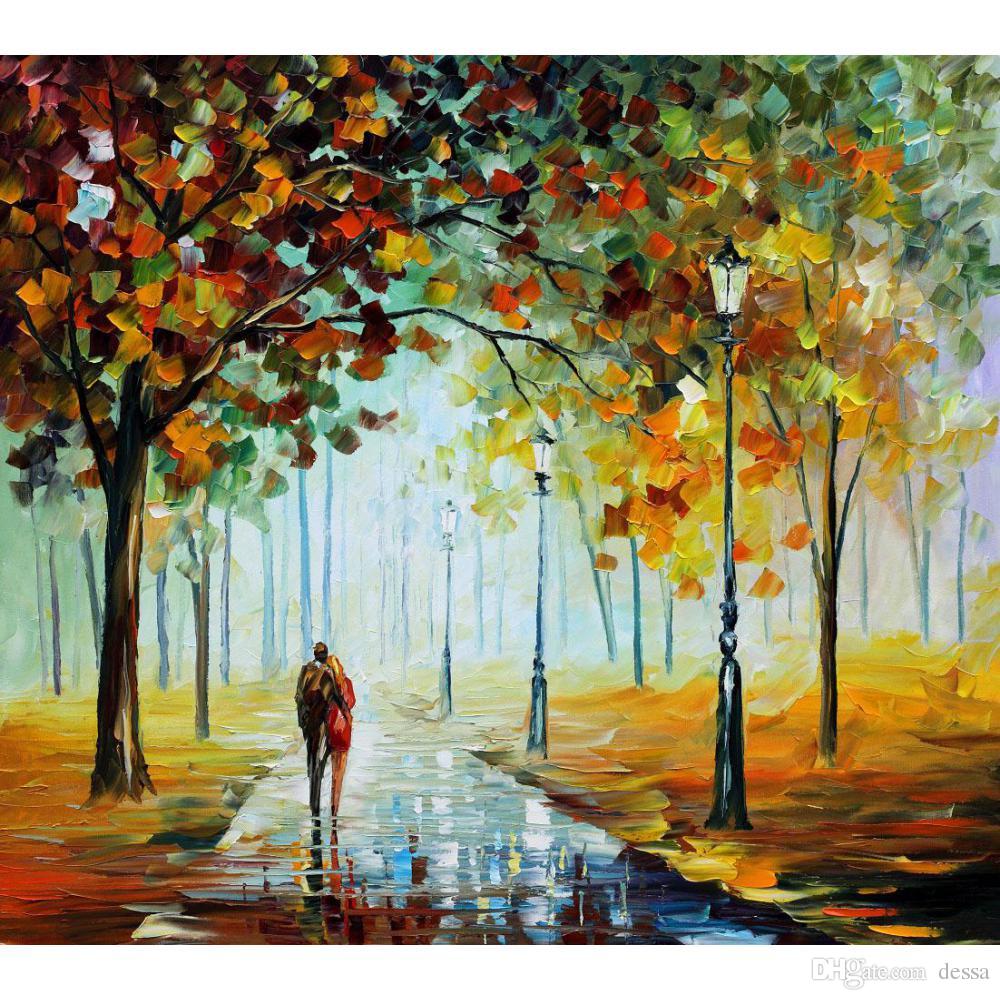 1000x1000 2018 Handmade Colorful Paintings Leonid Afremov Fall Love Modern - Colorful Painting