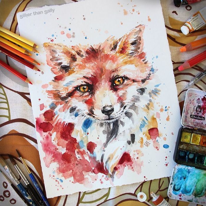 700x700 Nature Inspired Watercolor Paintings By Than Sally - Colorful Panda Painting