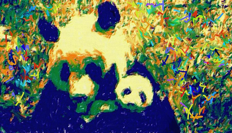900x516 Panda Painting By Bogdan Floridana Oana - Colorful Panda Painting
