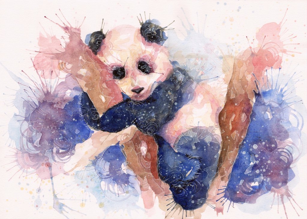 1024x729 Sleeping Panda By Blue Birch Insight - Colorful Panda Painting