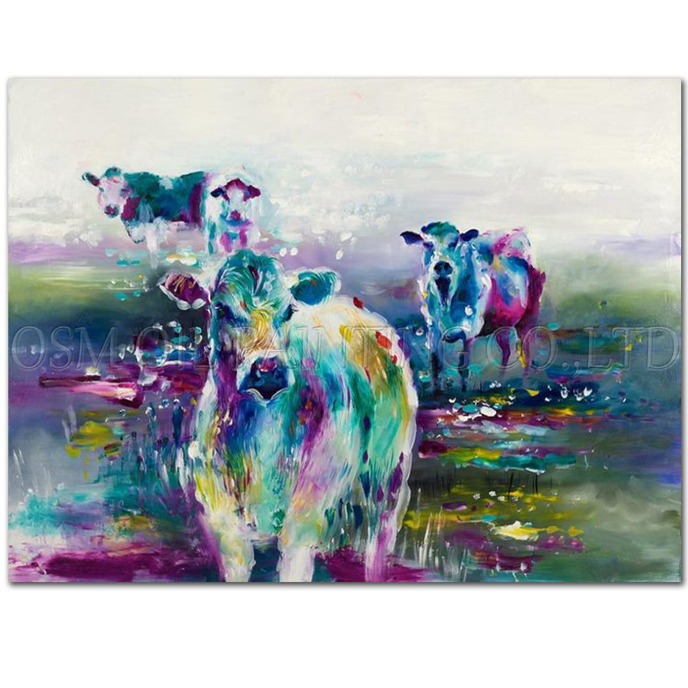 1000x1000 Handmadecow Oil Painting On Canvas Colorful Shop - Colorful Pig Painting
