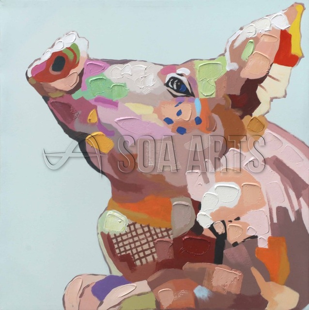 638x640 Abstract Colorful Painting Dreaming Pig Oil Painting On Canvas - Colorful Pig Painting