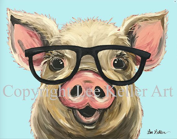 570x447 Ostrich Painting Custom, Colorful Funimal Art, Painting - Colorful Pig Painting