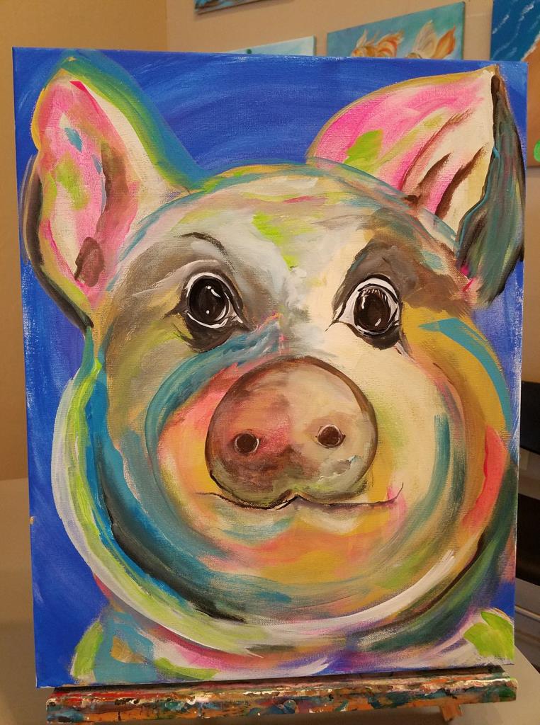 762x1024 Palettes And Pairings Texas Colorful Pig - Colorful Pig Painting