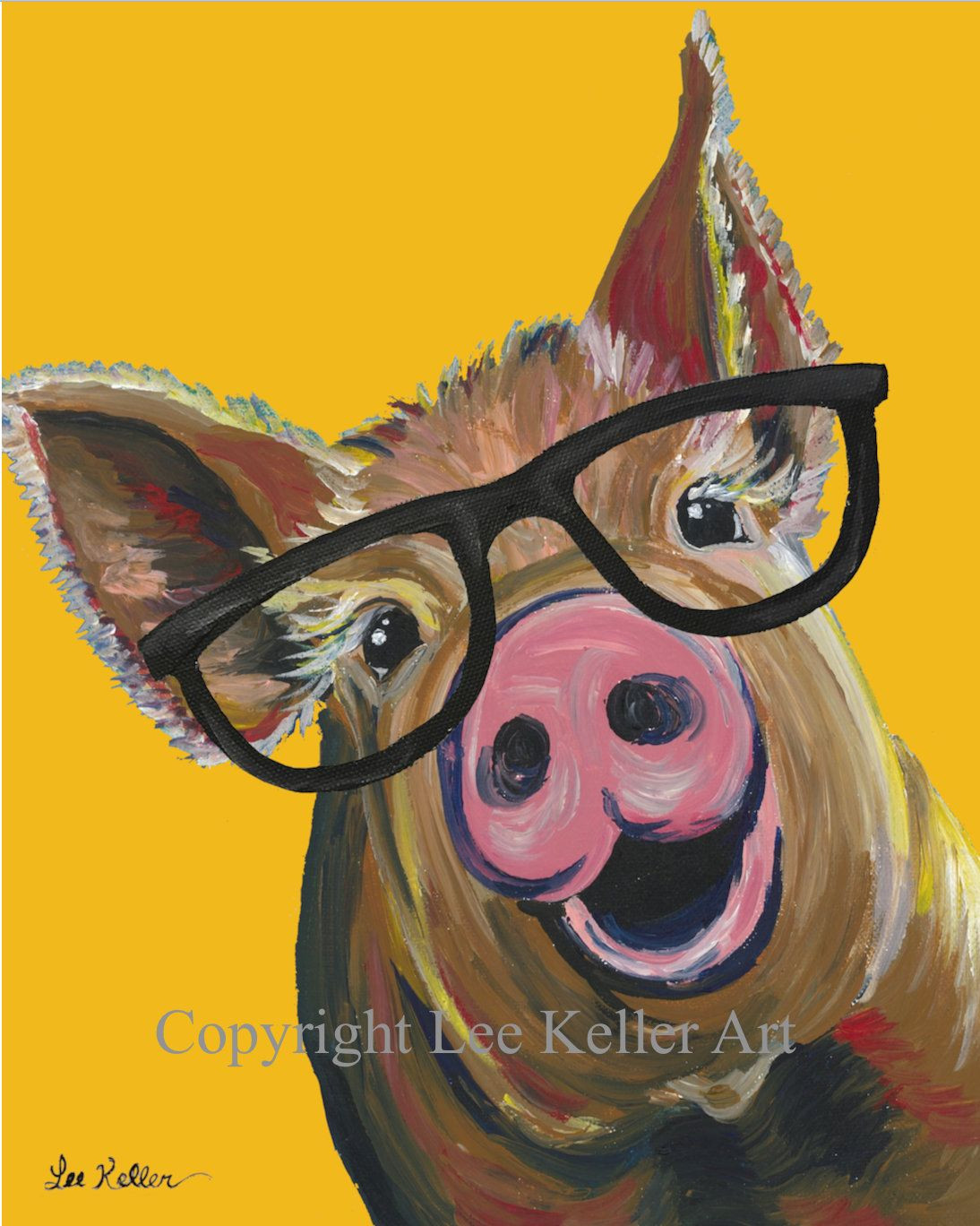 1094x1368 Pig Painting On Canvas Unique Pig Art Print Colorful Canvas Pig - Colorful Pig Painting