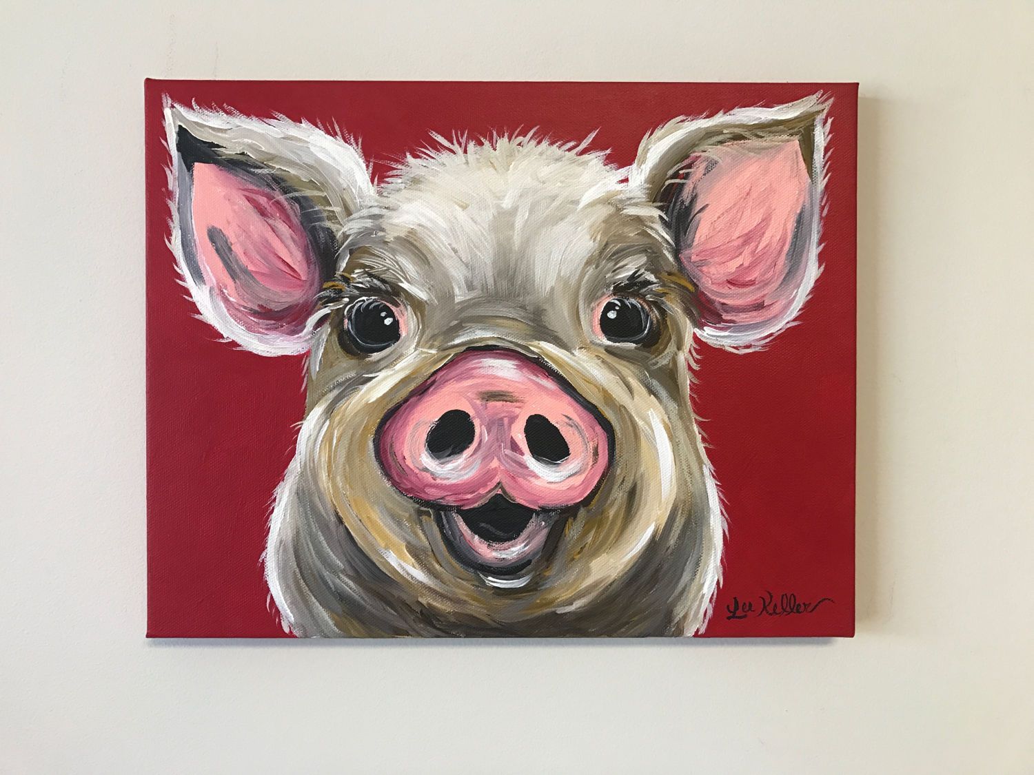 1500x1125 Canvas Pig Art Print From Original Canvas Painting Colorful Pig - Colorful Pig Painting