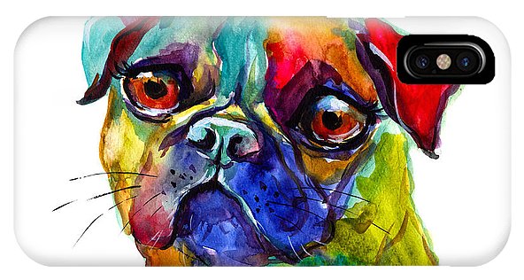 592x316 Colorful Pug Dog Painting Iphone X Case For Sale By Svetlana Novikova - Colorful Pug Painting